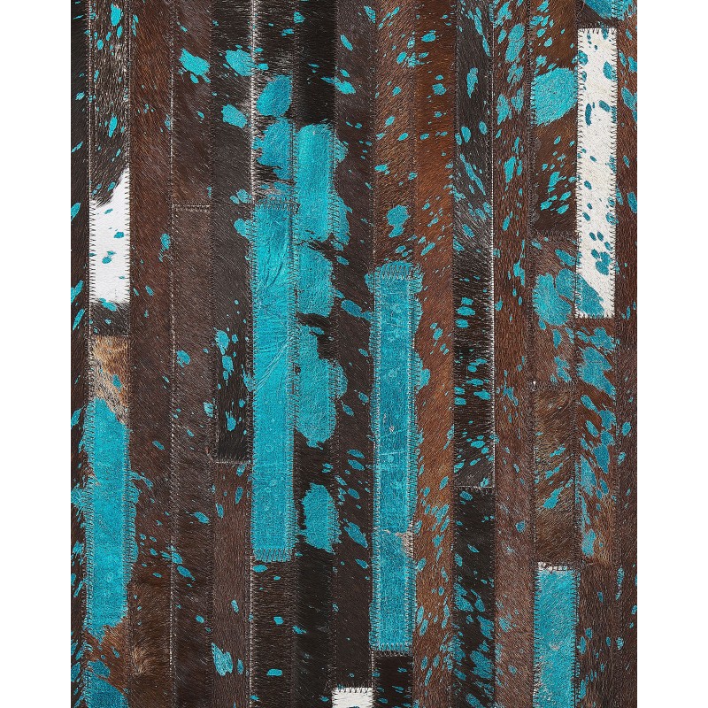 Dywan skórzany 140 x 200 cm brązowo-niebieski KISIR Dywan skórzany 140 x 200 cm brązowo-niebieski KISIR