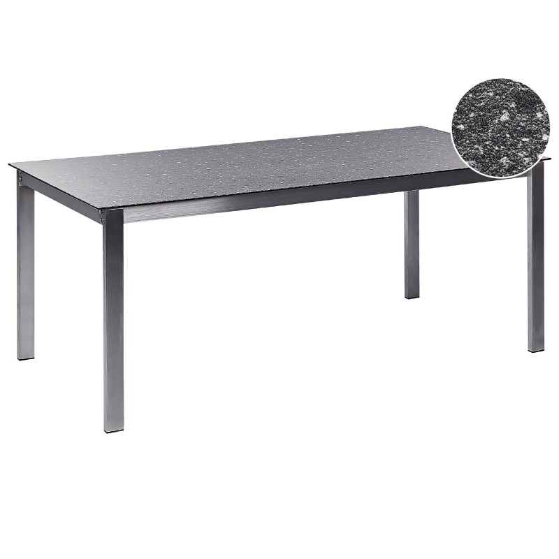 Stół ogrodowy COSOLETO 180 cm 90 cm Szkło Czarny Stół ogrodowy COSOLETO 180 cm 90 cm Szkło Czarny