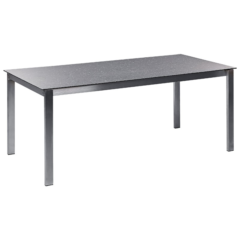 Stół ogrodowy COSOLETO 180 cm 90 cm Szkło Czarny Stół ogrodowy COSOLETO 180 cm 90 cm Szkło Czarny