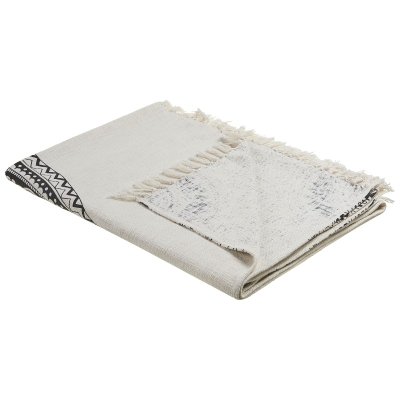 Koc BERHAMPORE Bawełna 130 x 180 cm Beżowy Koc BERHAMPORE Bawełna 130 x 180 cm Beżowy