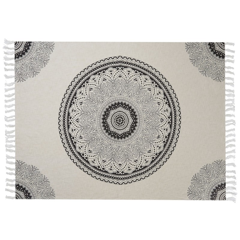 Koc BERHAMPORE Bawełna 130 x 180 cm Beżowy Koc BERHAMPORE Bawełna 130 x 180 cm Beżowy