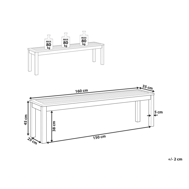 Ławka ogrodowa TUSCANIA 160 cm Drewno eukaliptusowe Ciemnobrązowy Ławka ogrodowa TUSCANIA 160 cm Drewno eukaliptusowe Ciemnobrązowy