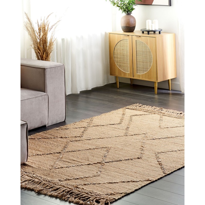 Dywan z juty 160 x 230 cm beżowy HANDERE Dywan z juty 160 x 230 cm beżowy HANDERE