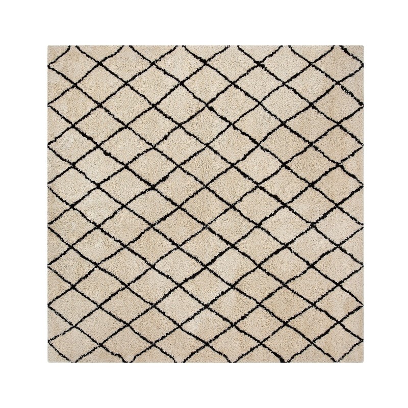 Dywan 200 x 200 cm beżowo-czarny MIDYAT Dywan 200 x 200 cm beżowo-czarny MIDYAT