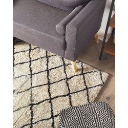 Dywan 200 x 200 cm beżowo-czarny MIDYAT Dywan 200 x 200 cm beżowo-czarny MIDYAT