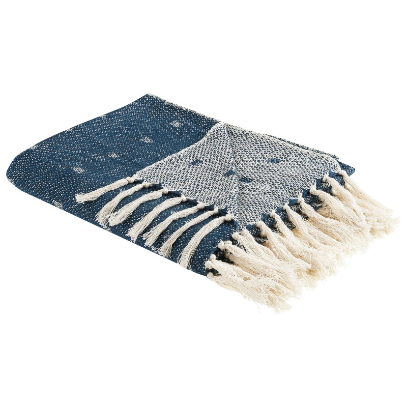 Koc TAARI Bawełna 130 x 170 cm Lazurowy Koc TAARI Bawełna 130 x 170 cm Lazurowy