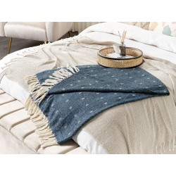 Koc TAARI Bawełna 130 x 170 cm Lazurowy Koc TAARI Bawełna 130 x 170 cm Lazurowy