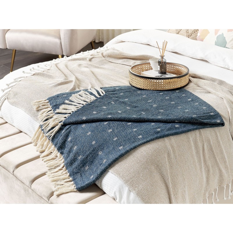 Koc TAARI Bawełna 130 x 170 cm Lazurowy Koc TAARI Bawełna 130 x 170 cm Lazurowy