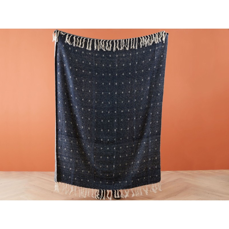 Koc TAARI Bawełna 130 x 170 cm Lazurowy Koc TAARI Bawełna 130 x 170 cm Lazurowy
