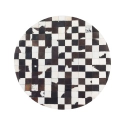Dywan patchwork okrągły skórzany ⌀ 140 cm czarno-biały BERGAMA Dywan patchwork okrągły skórzany ⌀ 140 cm czarno-biały BERGAMA
