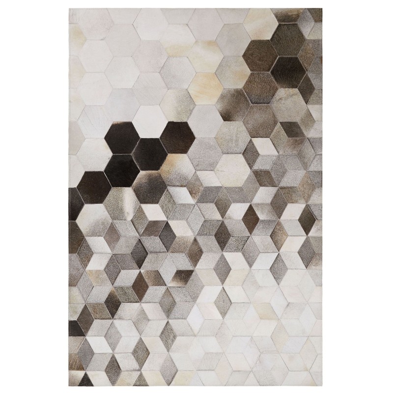 Dywan patchwork skórzany 160 x 230 cm szary SASON Dywan patchwork skórzany 160 x 230 cm szary SASON