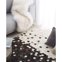 Dywan patchwork skórzany 160 x 230 cm brązowo-beżowy EYIM Dywan patchwork skórzany 160 x 230 cm brązowo-beżowy EYIM