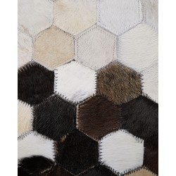 Dywan patchwork skórzany 160 x 230 cm brązowo-beżowy EYIM Dywan patchwork skórzany 160 x 230 cm brązowo-beżowy EYIM
