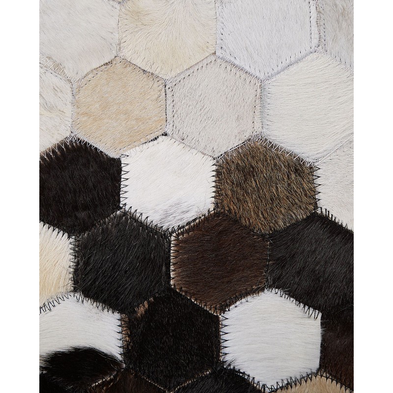 Dywan patchwork skórzany 160 x 230 cm brązowo-beżowy EYIM Dywan patchwork skórzany 160 x 230 cm brązowo-beżowy EYIM
