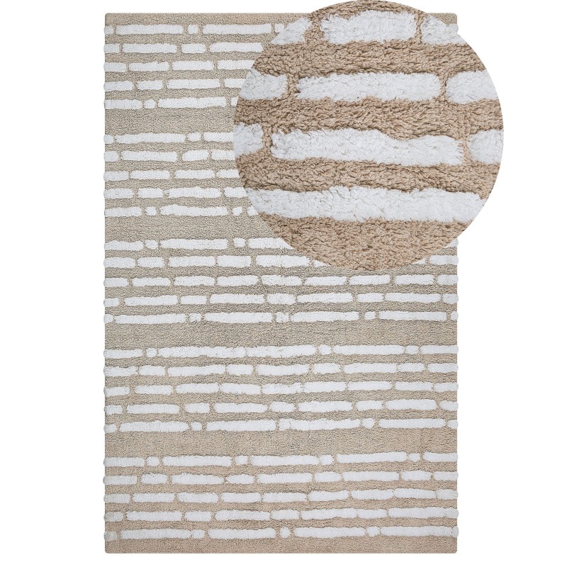 Dywan bawełniany 120 x 180 cm beżowy AHIRLI Dywan bawełniany 120 x 180 cm beżowy AHIRLI