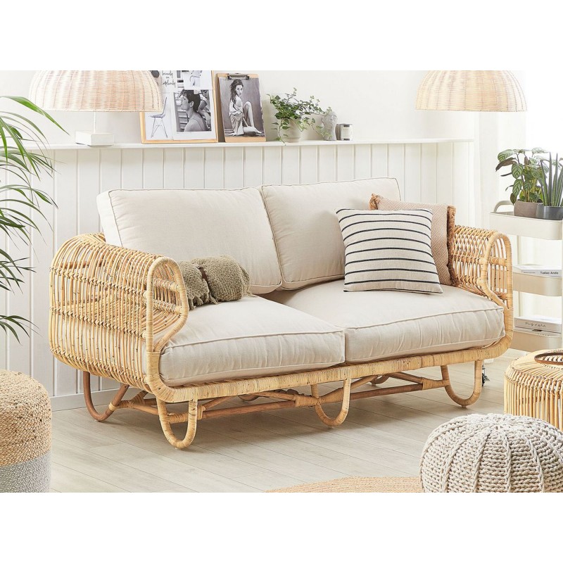 Sofa 2-osobowa rattanowa naturalna DOLCEDO Sofa 2-osobowa rattanowa naturalna DOLCEDO
