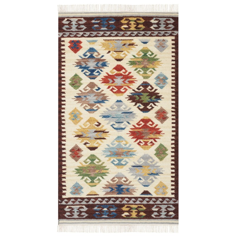 Dywan wełniany kilim 80 x 150 cm wielokolorowy AKNALICH Dywan wełniany kilim 80 x 150 cm wielokolorowy AKNALICH