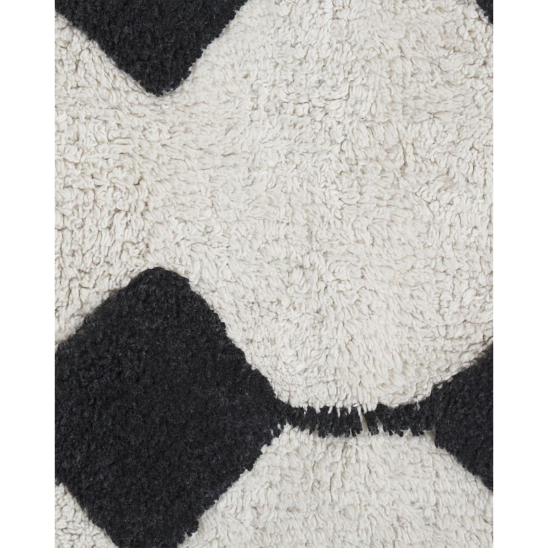 Dywan bawełniany 160 x 230 cm biało-czarny KHEMISSET Dywan bawełniany 160 x 230 cm biało-czarny KHEMISSET