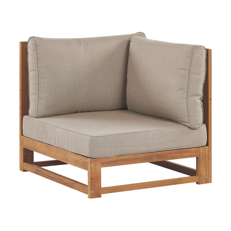 Sofa ogrodowa z certyfikowanego drewna akacjowego 2-osobowa narożna jasna TIMOR II Sofa ogrodowa z certyfikowanego drewna akacjowego 2-osobowa narożna jasna TIMOR II