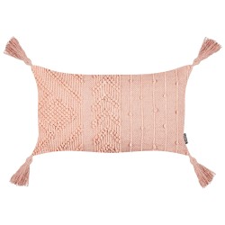 Zestaw 2 poduszek dekoracyjnych VALVARIA Bawełna 30 x 50 cm Brzoskwiniowy Wzór zygzak Zestaw 2 poduszek dekoracyjnych VALVARIA Bawełna 30 x 50 cm Brzoskwiniowy Wzór zygzak