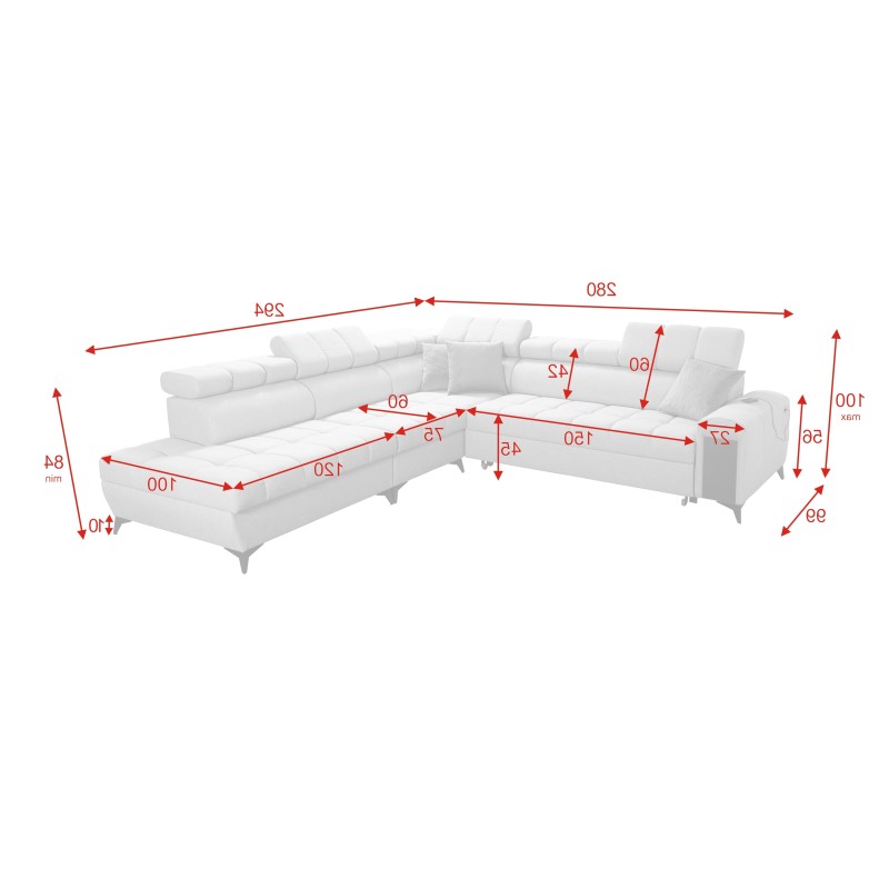 Venna IX corner sofa with sleeping function, USB port, and opening Venna IX corner sofa with sleeping function, USB port, and opening