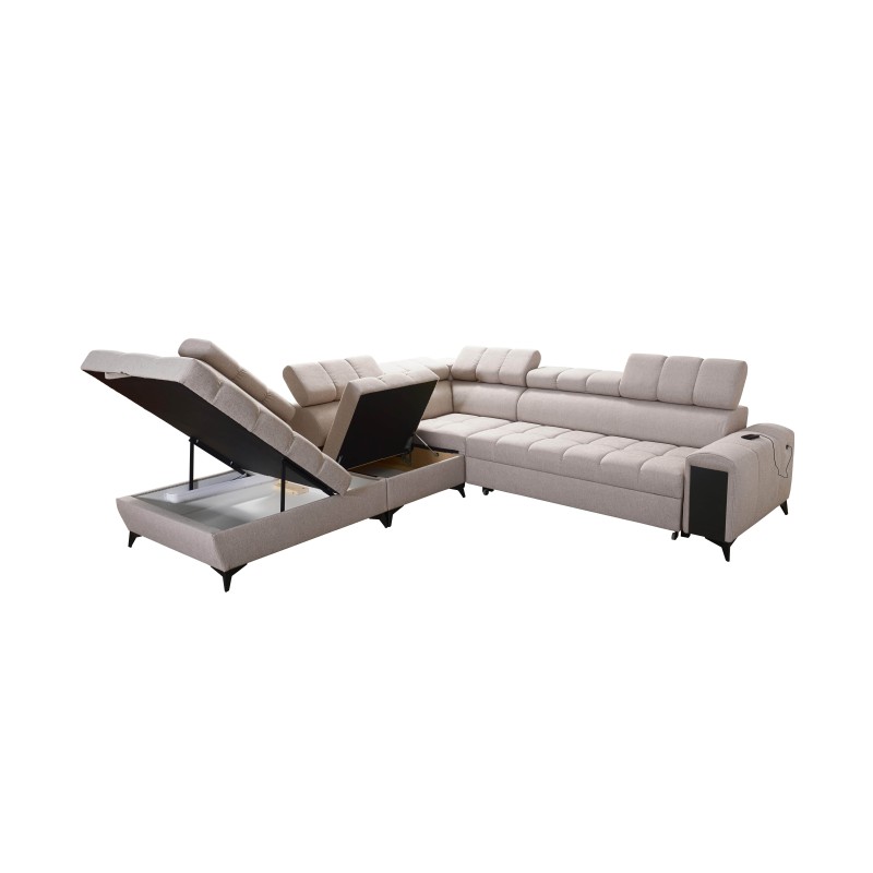 Venna IX corner sofa with sleeping function, USB port, and opening Venna IX corner sofa with sleeping function, USB port, and opening