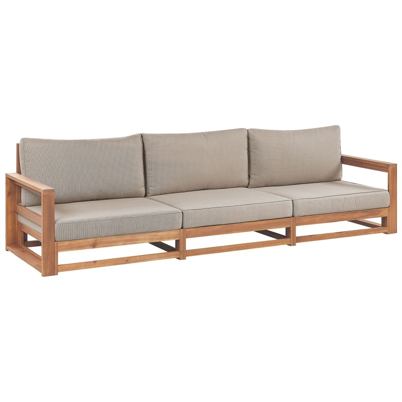 Sofa ogrodowa z certyfikowanego drewna akacjowego 3-osobowa jasna TIMOR II Sofa ogrodowa z certyfikowanego drewna akacjowego 3-osobowa jasna TIMOR II