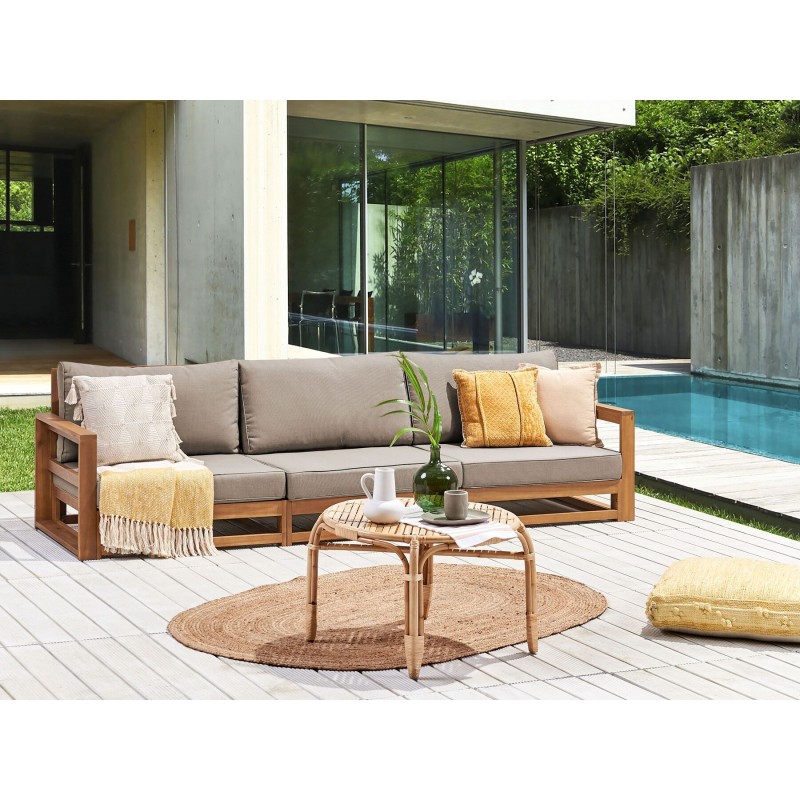 Sofa ogrodowa z certyfikowanego drewna akacjowego 3-osobowa jasna TIMOR II Sofa ogrodowa z certyfikowanego drewna akacjowego 3-osobowa jasna TIMOR II