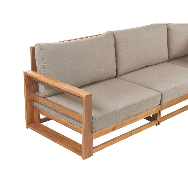 Sofa ogrodowa z certyfikowanego drewna akacjowego 3-osobowa jasna TIMOR II Sofa ogrodowa z certyfikowanego drewna akacjowego 3-osobowa jasna TIMOR II
