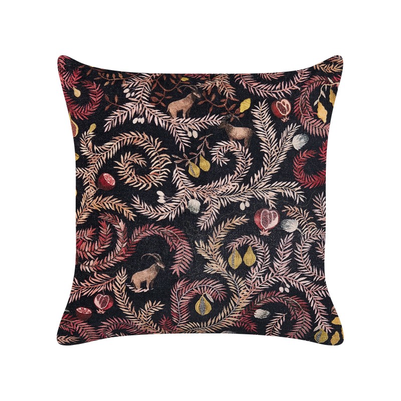 Zestaw 2 poduszek dekoracyjnych RICINUS Welur 45 x 45 cm Czarny Wzór orientalny Zestaw 2 poduszek dekoracyjnych RICINUS Welur 45 x 45 cm Czarny Wzór orientalny