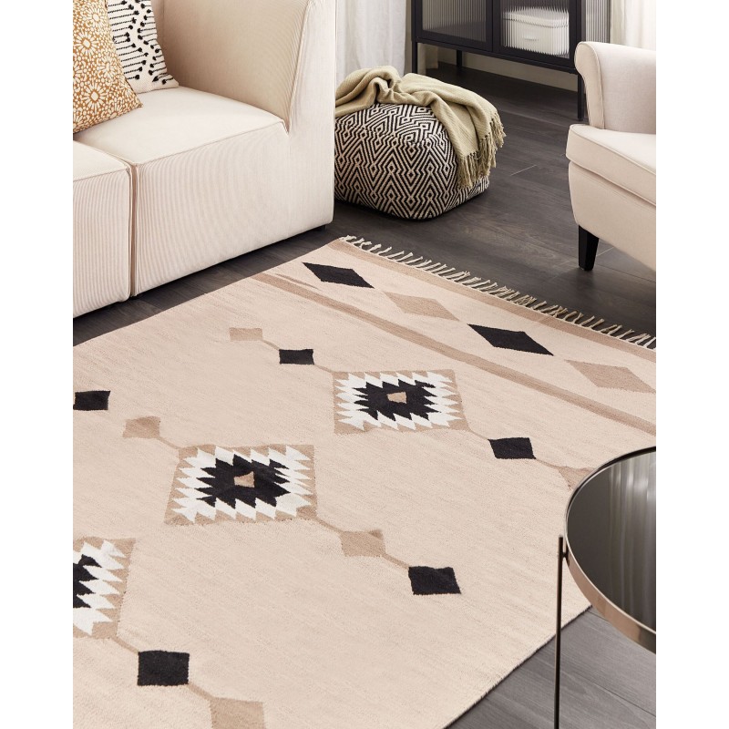 Dywan bawełniany kilim 160 x 230 cm wielokolorowy BERDIK Dywan bawełniany kilim 160 x 230 cm wielokolorowy BERDIK