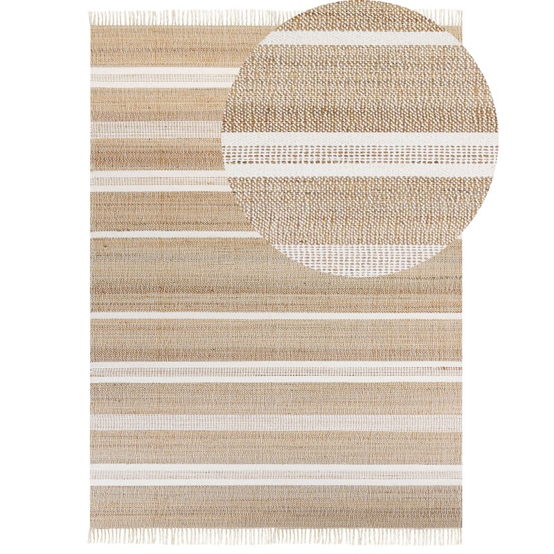 Dywan z juty 160 x 230 cm beżowo-biały TALPUR Dywan z juty 160 x 230 cm beżowo-biały TALPUR