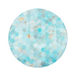 Dywan patchwork okrągły skórzany ⌀ 140 cm turkusowy ZEYTIN Dywan patchwork okrągły skórzany ⌀ 140 cm turkusowy ZEYTIN