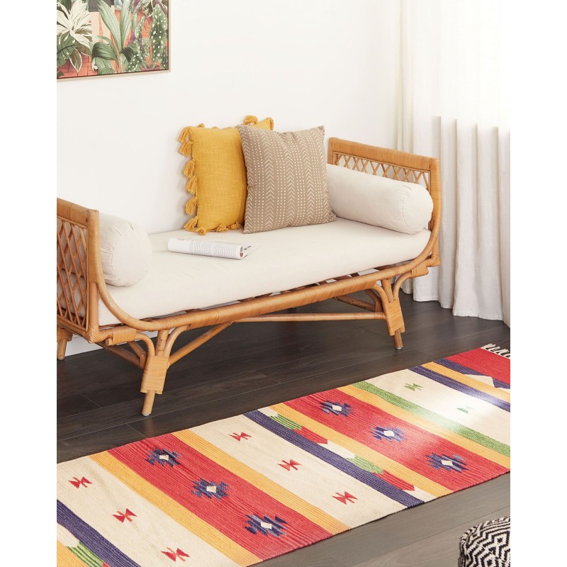 Dywan bawełniany kilim 80 x 300 cm wielokolorowy ALAPARS Dywan bawełniany kilim 80 x 300 cm wielokolorowy ALAPARS
