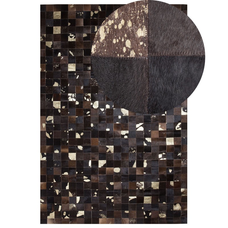 Dywan patchwork skórzany 160 x 230 cm brązowy BANDIRMA Dywan patchwork skórzany 160 x 230 cm brązowy BANDIRMA