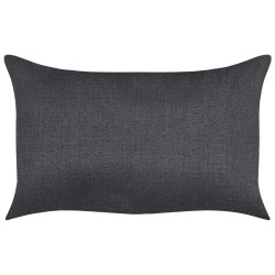 Zestaw 2 poduszek dekoracyjnych BANORI Len 30 x 50 cm Czarny Jednolity Zestaw 2 poduszek dekoracyjnych BANORI Len 30 x 50 cm Czarny Jednolity