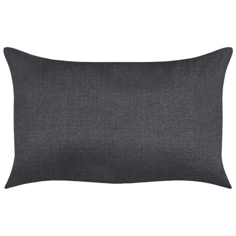Zestaw 2 poduszek dekoracyjnych BANORI Len 30 x 50 cm Czarny Jednolity Zestaw 2 poduszek dekoracyjnych BANORI Len 30 x 50 cm Czarny Jednolity