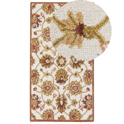 Dywan wełniany 80 x 150 cm beżowo-brązowy EZINE Dywan wełniany 80 x 150 cm beżowo-brązowy EZINE