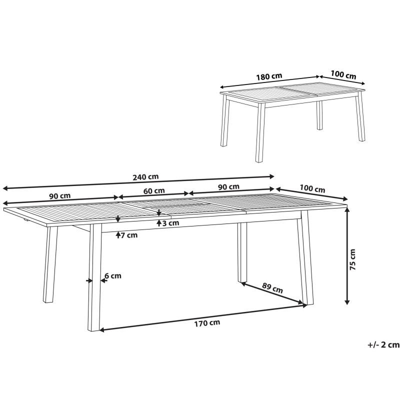 Stół ogrodowy rozkładany CESANA 180/240 cm 100 cm Drewno akacjowe Jasnobrązowy Stół ogrodowy rozkładany CESANA 180/240 cm 100 cm Drewno akacjowe Jasnobrązowy