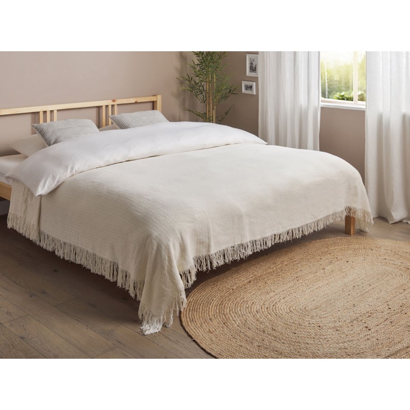 Narzuta na łóżko YERBENT Bawełna 200 x 220 cm Złamana biel Narzuta na łóżko YERBENT Bawełna 200 x 220 cm Złamana biel