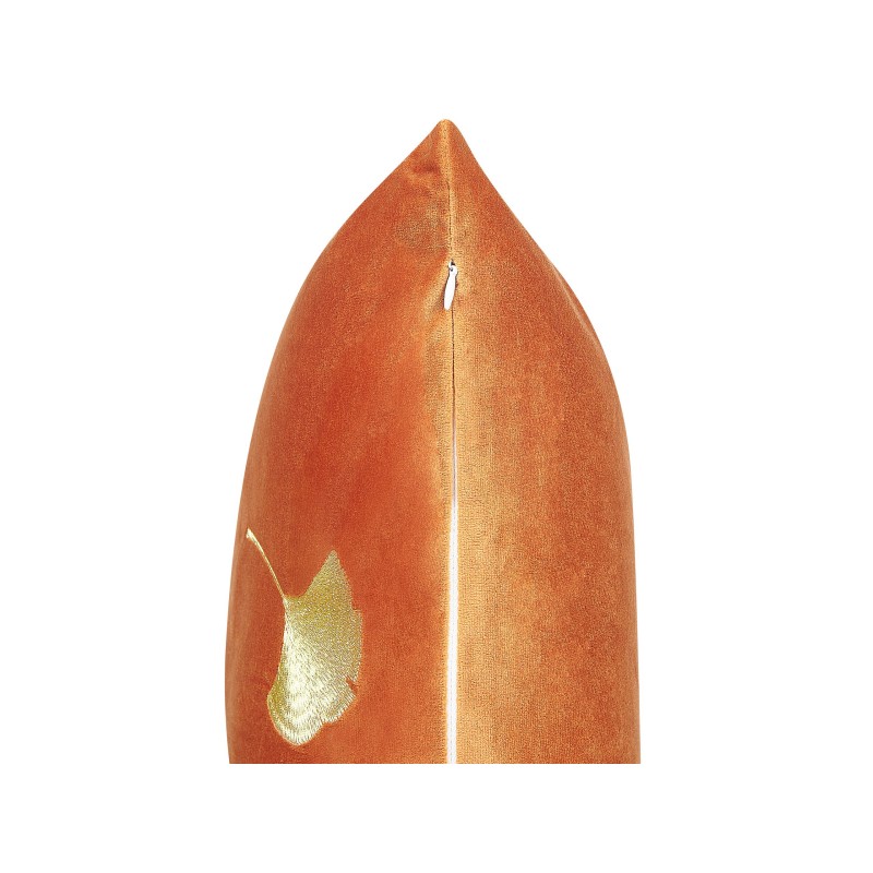 Zestaw 2 poduszek dekoracyjnych TULIP Welur 45 x 45 cm Pomarańczowy Wzór roślinny Zestaw 2 poduszek dekoracyjnych TULIP Welur 45 x 45 cm Pomarańczowy Wzór roślinny