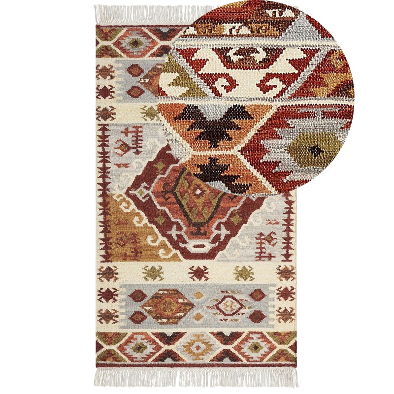 Dywan wełniany kilim 80 x 150 cm wielokolorowy PROSHYAN Dywan wełniany kilim 80 x 150 cm wielokolorowy PROSHYAN