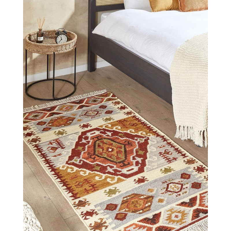 Dywan wełniany kilim 80 x 150 cm wielokolorowy PROSHYAN Dywan wełniany kilim 80 x 150 cm wielokolorowy PROSHYAN