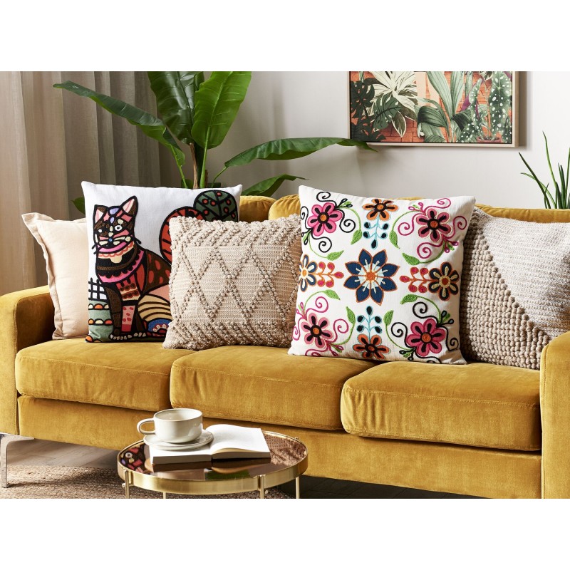 Poduszka dekoracyjna BAHRAICH Bawełna 50 x 50 cm Kolorowy Wzór kwiatowy Poduszka dekoracyjna BAHRAICH Bawełna 50 x 50 cm Kolorowy Wzór kwiatowy