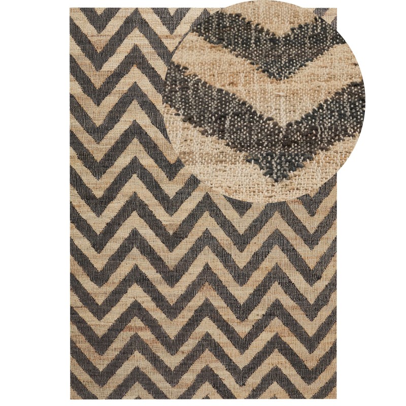 Dywan z juty 160 x 230 cm beżowo-czarny DEDEPINARI Dywan z juty 160 x 230 cm beżowo-czarny DEDEPINARI