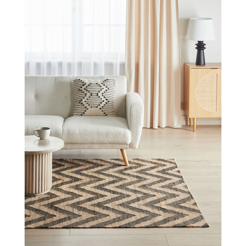 Dywan z juty 160 x 230 cm beżowo-czarny DEDEPINARI Dywan z juty 160 x 230 cm beżowo-czarny DEDEPINARI