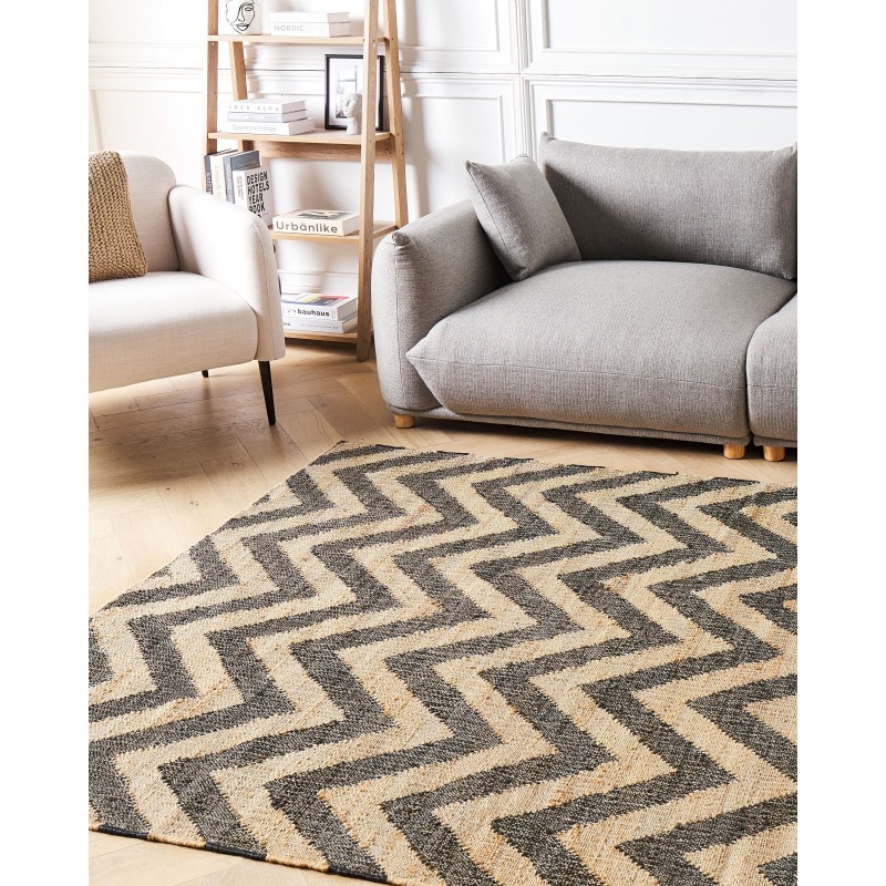 Dywan z juty 160 x 230 cm beżowo-czarny DEDEPINARI Dywan z juty 160 x 230 cm beżowo-czarny DEDEPINARI