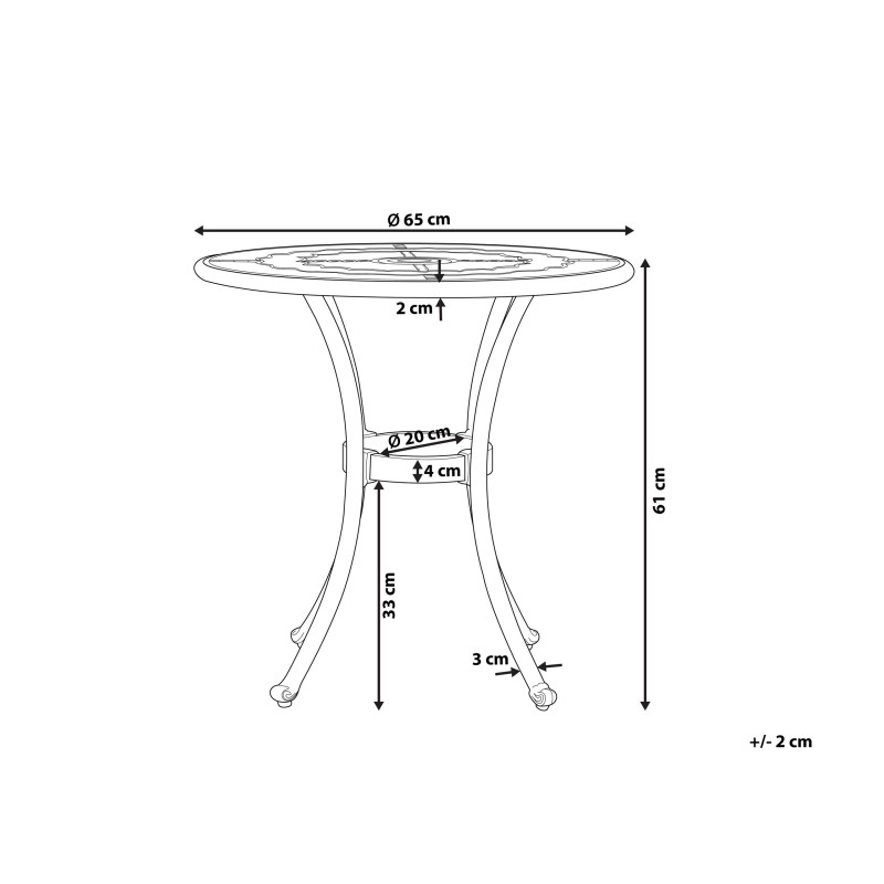 Stolik bistro BOVINO 65 cm 65 cm Metal Ciemnobrązowy Stolik bistro BOVINO 65 cm 65 cm Metal Ciemnobrązowy