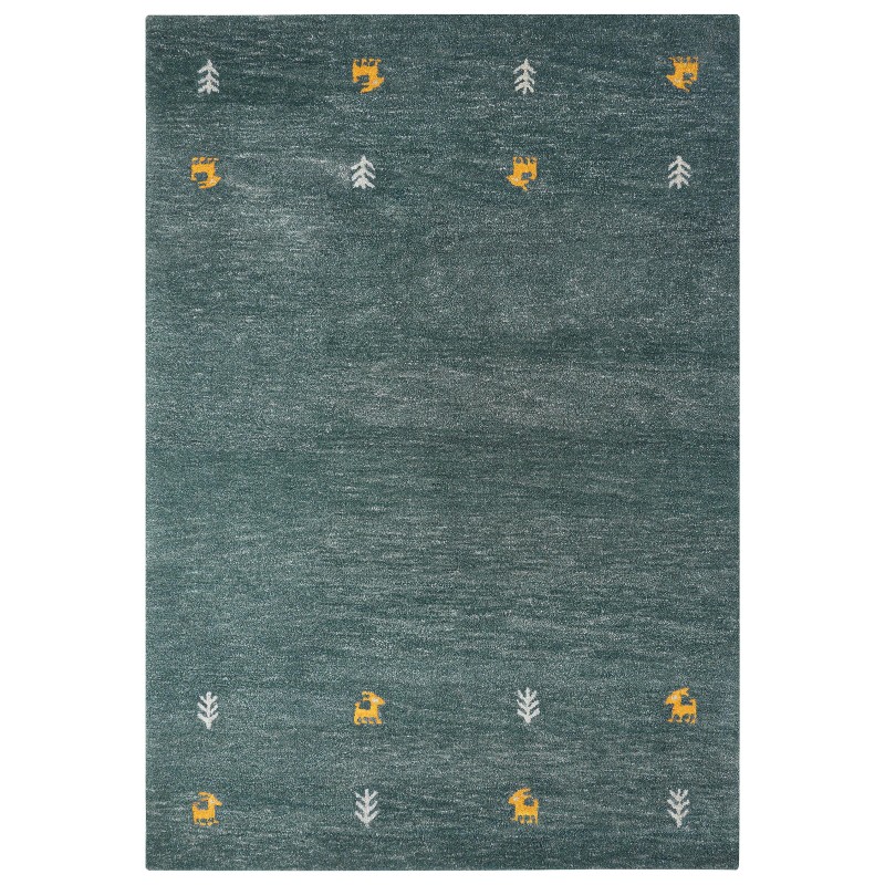 Dywan wełniany gabbeh 160 x 230 cm zielony CALTI Dywan wełniany gabbeh 160 x 230 cm zielony CALTI