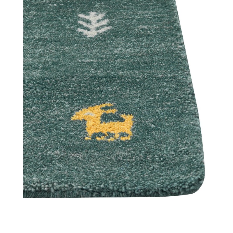 Dywan wełniany gabbeh 160 x 230 cm zielony CALTI Dywan wełniany gabbeh 160 x 230 cm zielony CALTI